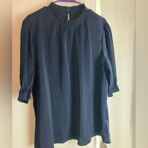 Classic Navy Long-Sleeve Women's Blouse